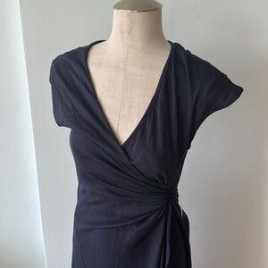 Max Studio small navy wrap style dress NWT
